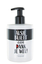 Bodywash fles 300ml wit, zwarte pomp