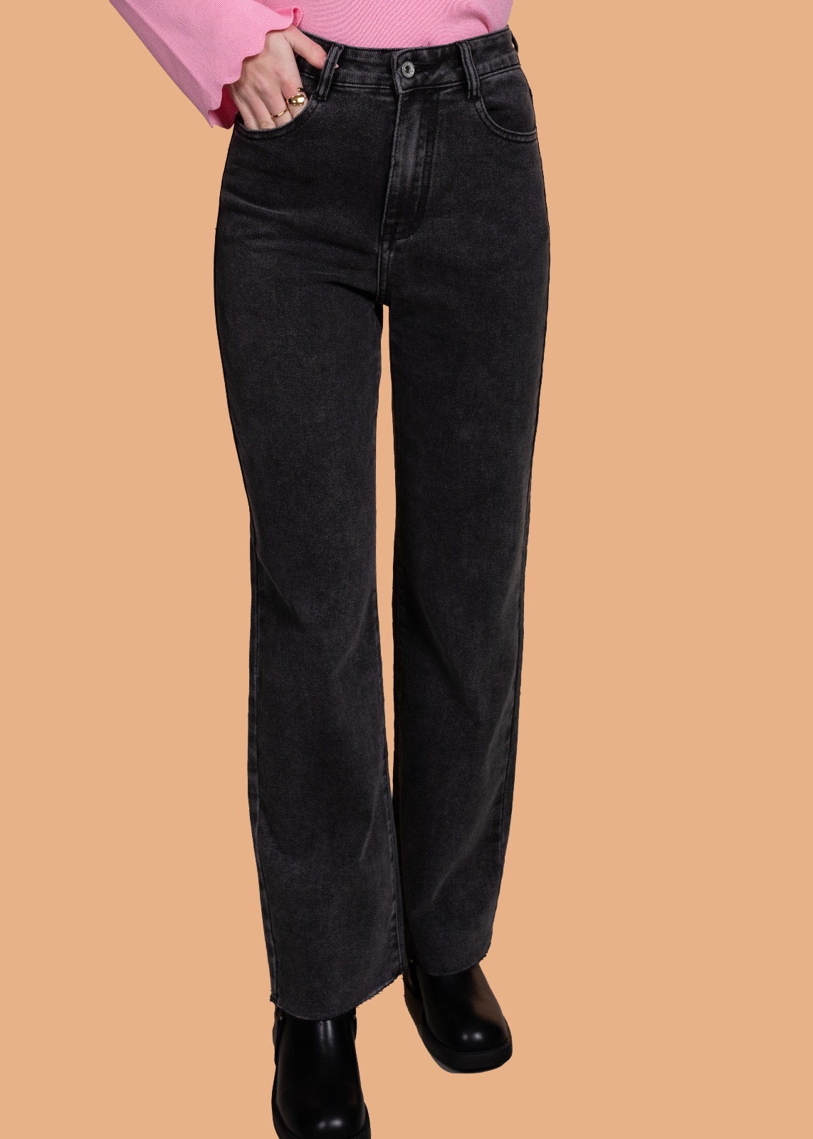 Wide leg jeans Anna zwart - 42