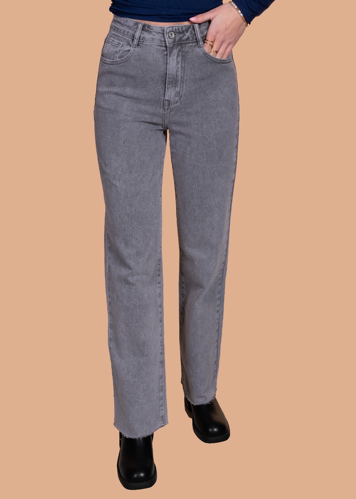 Wide leg jeans Anna grijs - 34