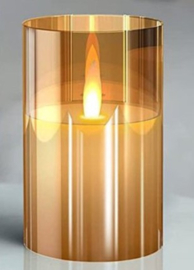 LED KAARS IN GLAS 12,5CM AMBER
