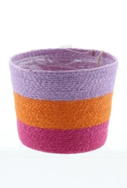 Mand Zeegras Roze/Paars/Oranje d18h15cm