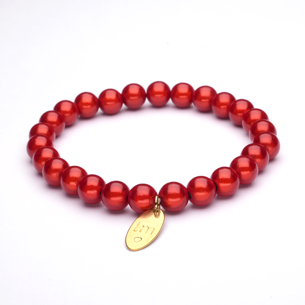 Galaxy Pearl Armband 8mm Rood