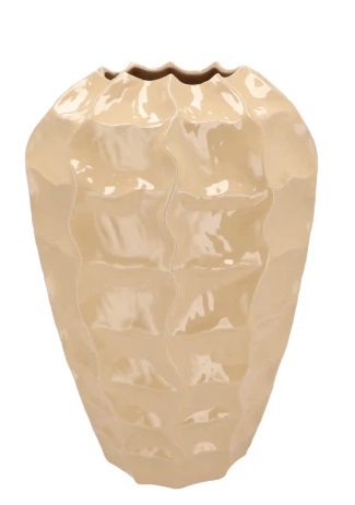 LIMA BEIGE VASE LONG CARVE 22X22X29CM