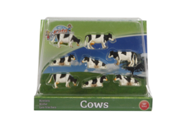 Kids Globe koeien zwart/wit liggend en staand 8stuks 1:87