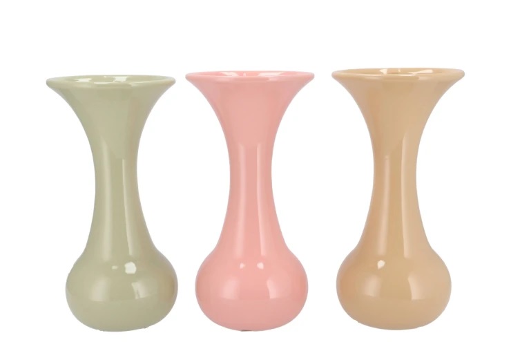 MIA DREAMY PASTEL MIX VASE NECK TRUMPET 13X13X27CM