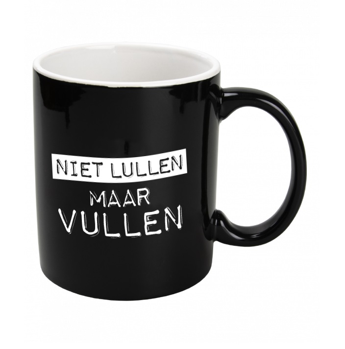 Black en White Mugs - Niet lullen maar vullen