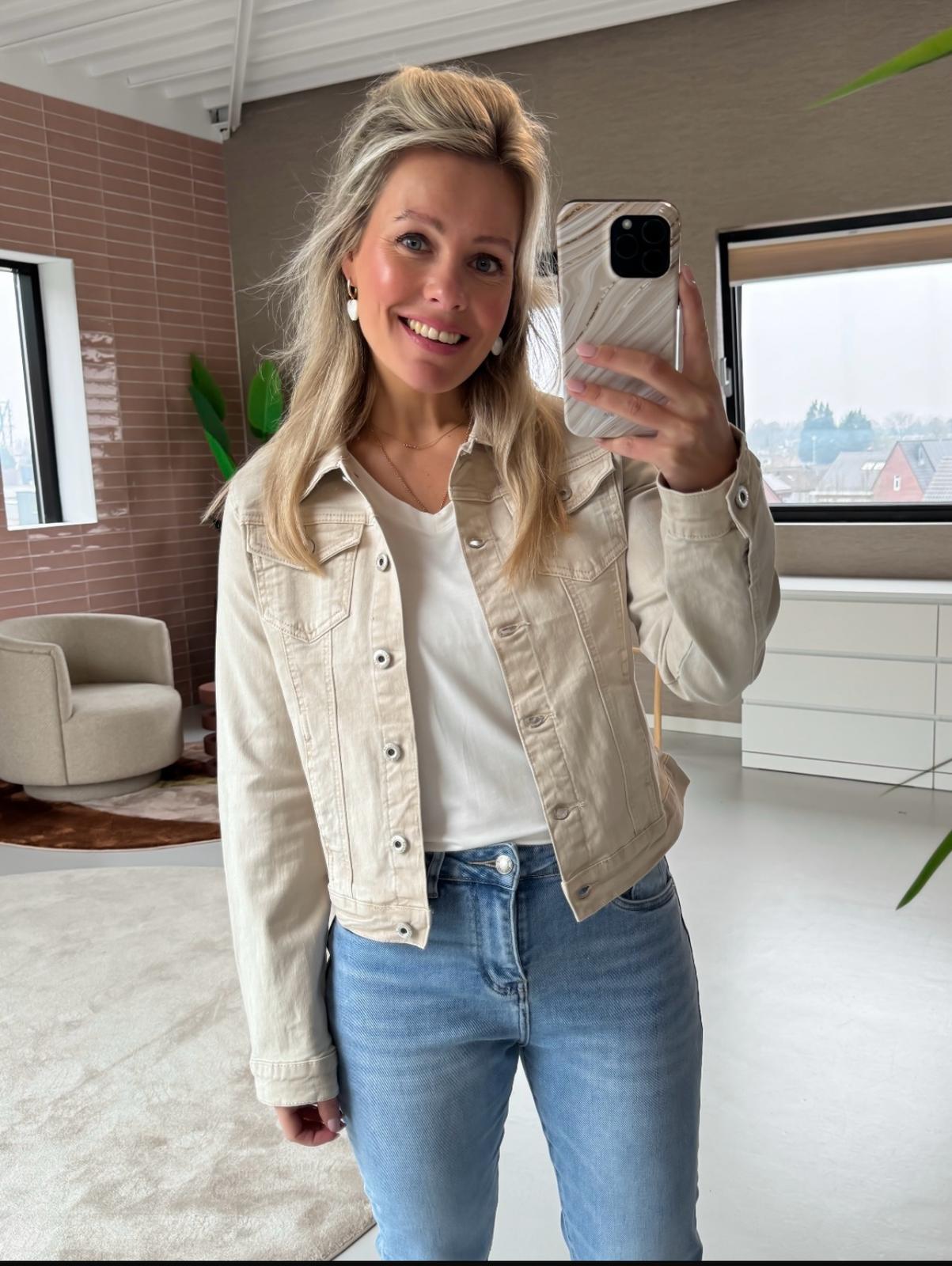 Dylana Spijkerjasje Beige Maat M