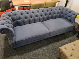 Bank 3 zits Chesterfield Polyester Blauw de laatste alleen dit weekend op=op