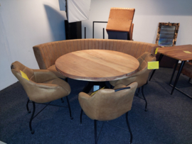 Eethoek Rondo ( 1 Ronde hoekbank en 3 wielstoelen ) zonder tafel de laatste set
