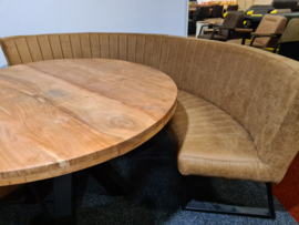 Eetkamerbank rond microvezel cognac De laatste Op=Op