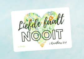 aquarel postkaart: Liefde faalt nooit!