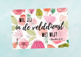 aquarel postkaart: Wil jij in de velddienst met mij?