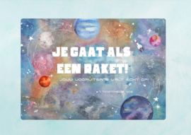 aquarel postkaart: Je gaat als een raket, jouw vooruitgang valt echt op!