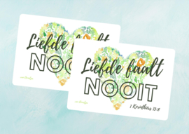 aquarel postkaart: Liefde faalt nooit!