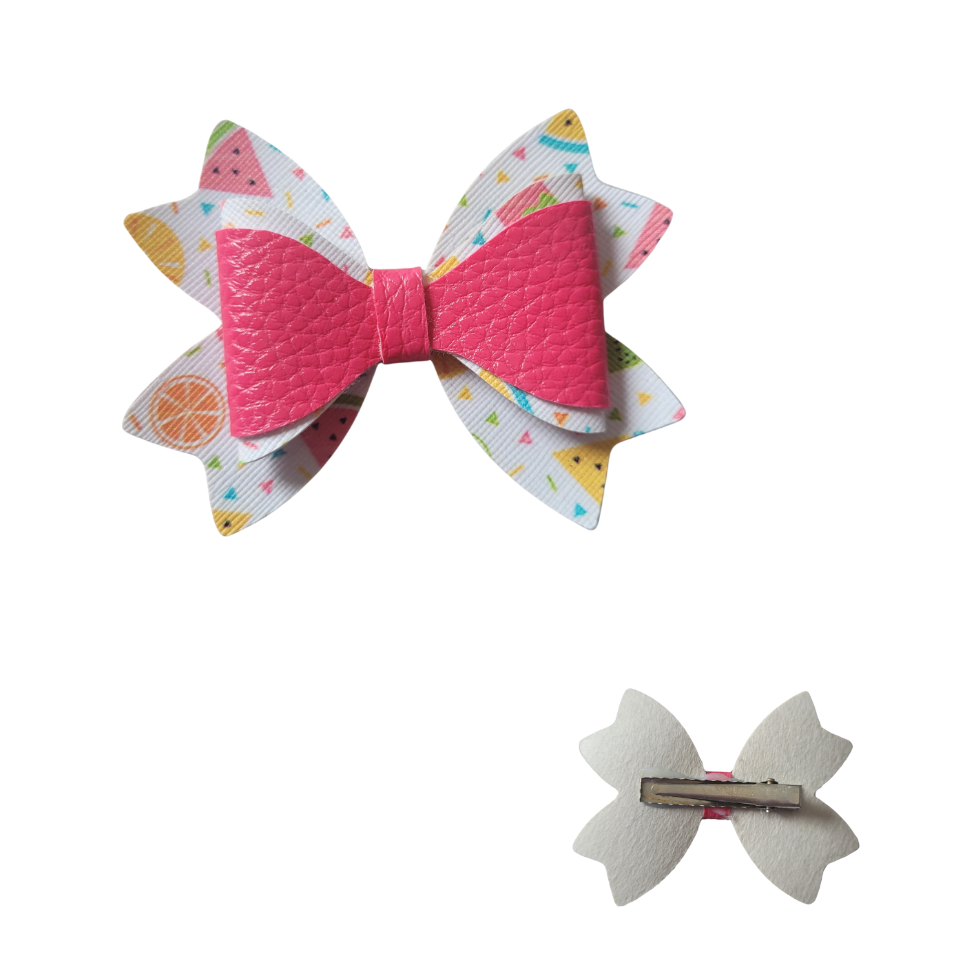 Haarklem met strik fruit - roze