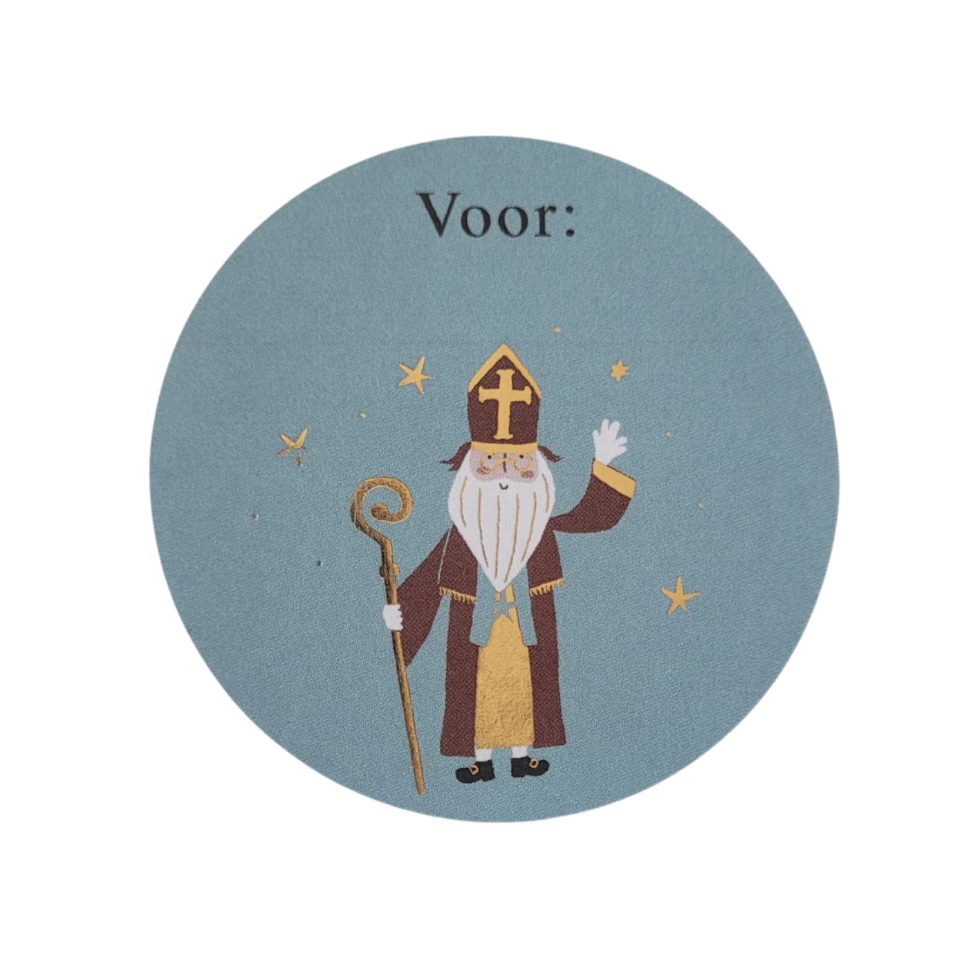Sticker Sint etiket blauw