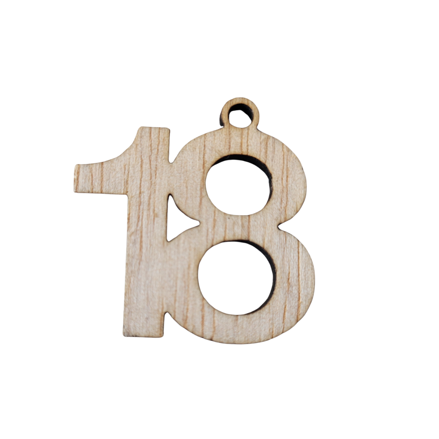 Houten cijfer hanger 18