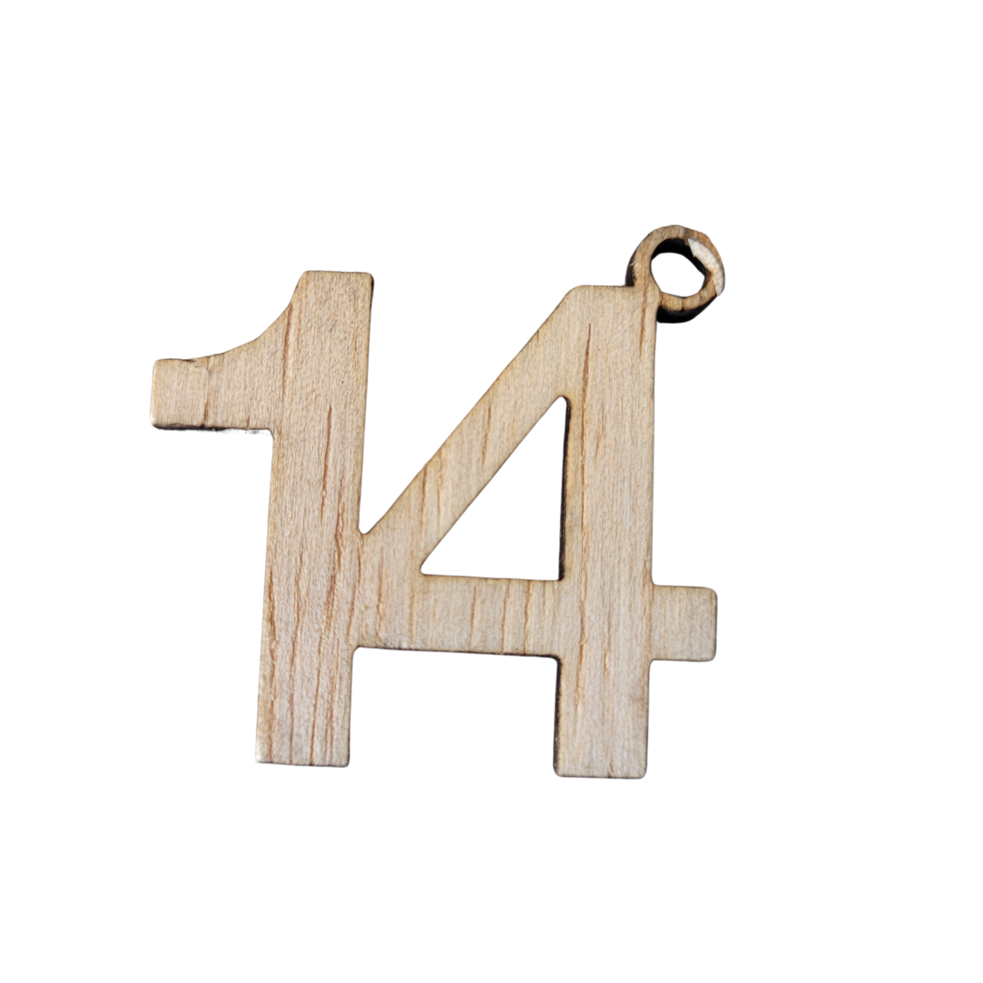 Houten cijfer hanger 14