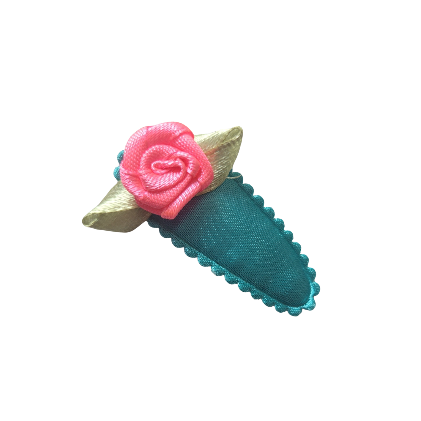 Haarclipje bloem groen-roze