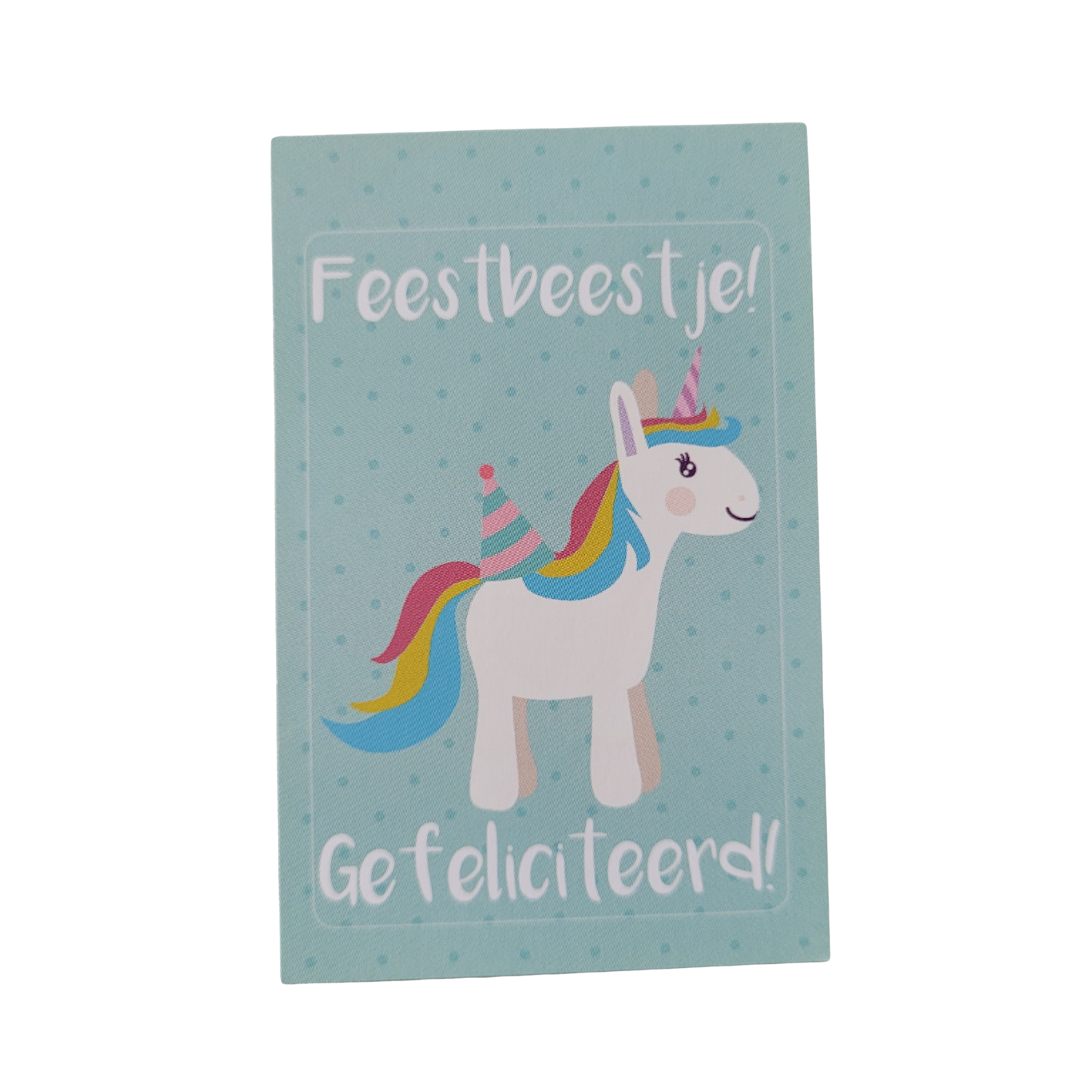 Mini kaart / label - feestbeestje Gefeliciteerd