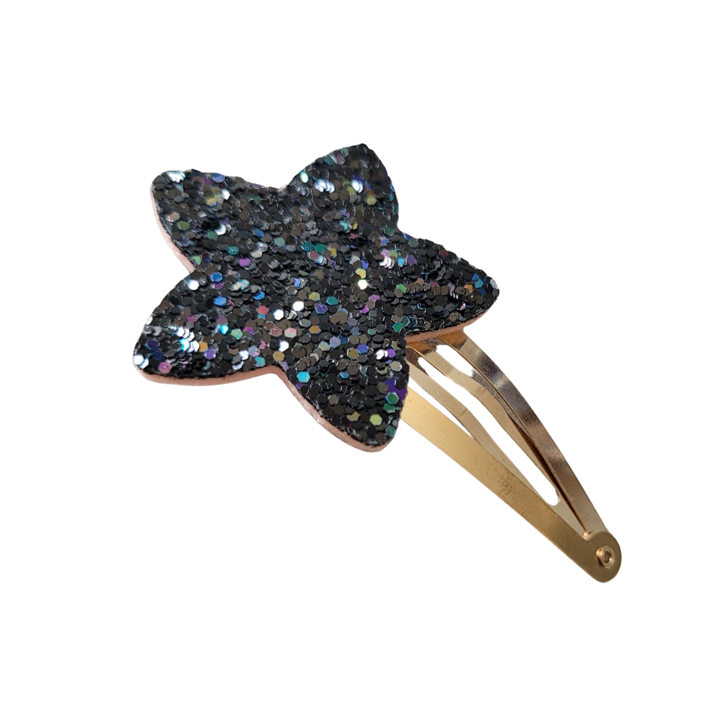 Haarclipje ster zwart glitter