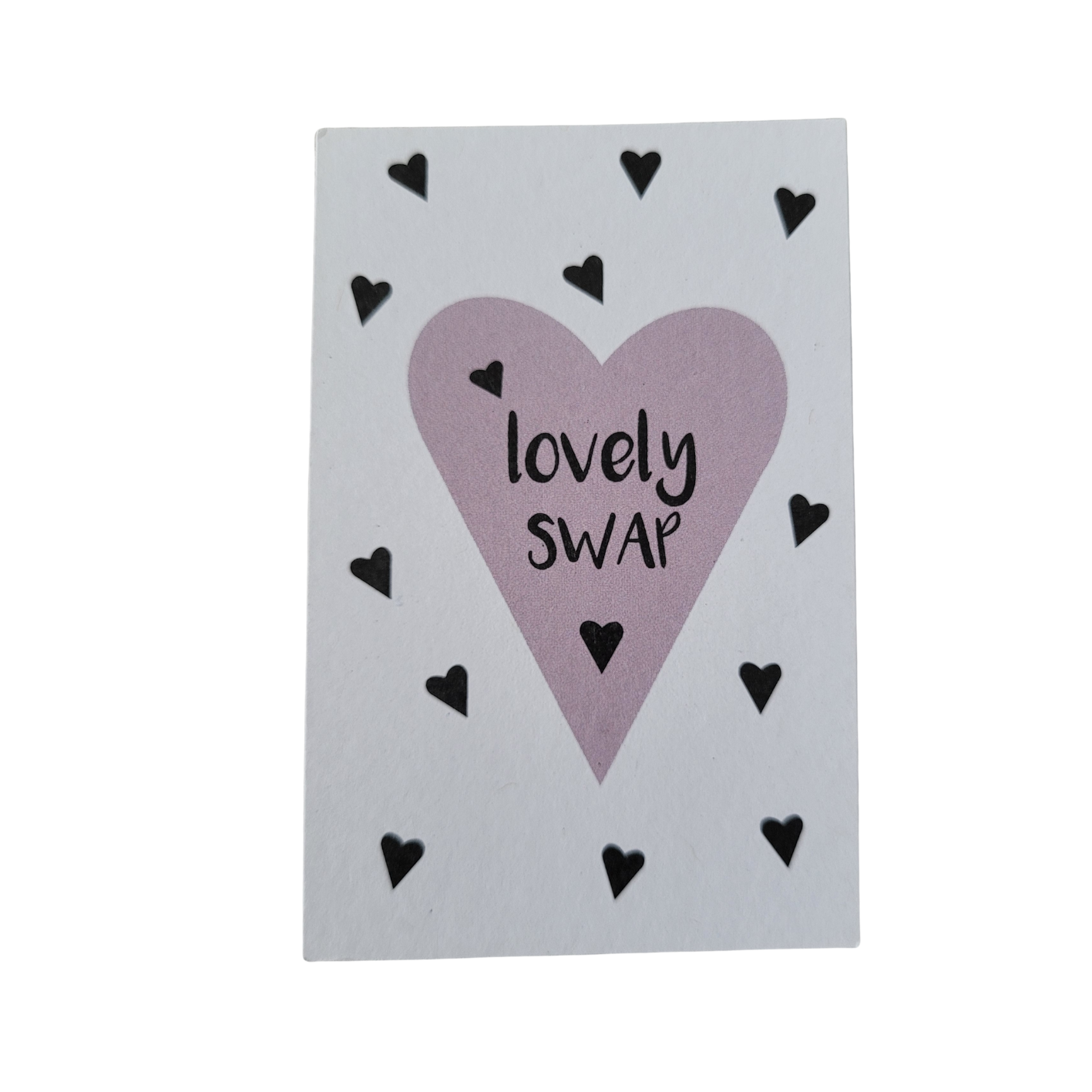 Mini kaart / label - love to swap lila