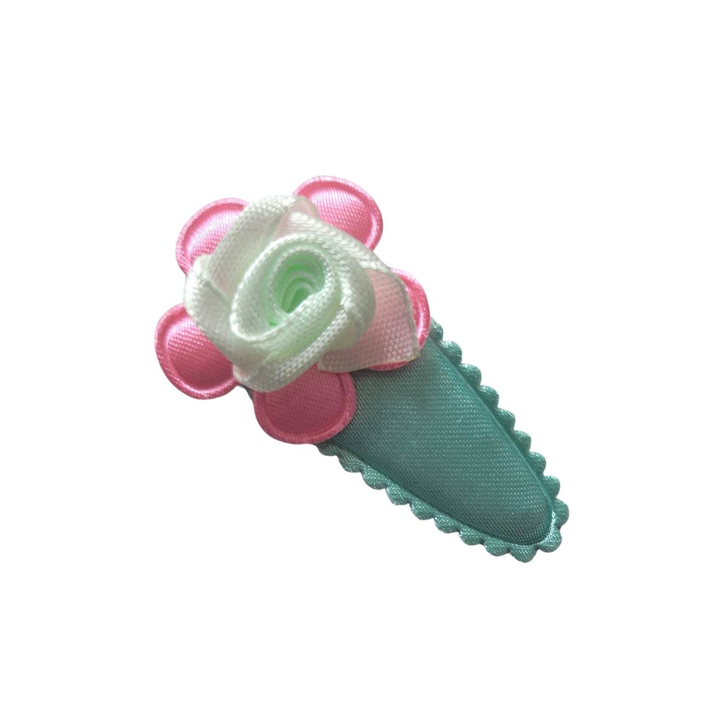 Haarclipje bloem lichtgroen-roze