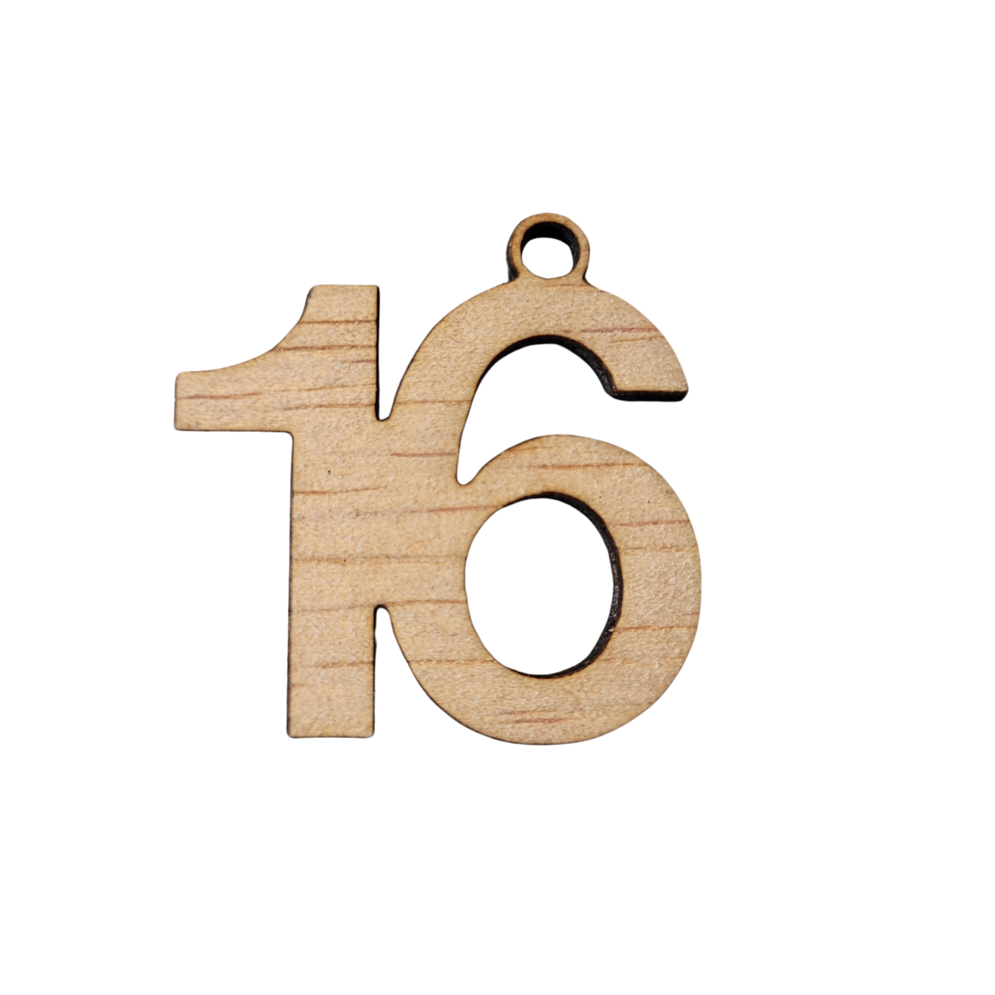 Houten cijfer hanger 16