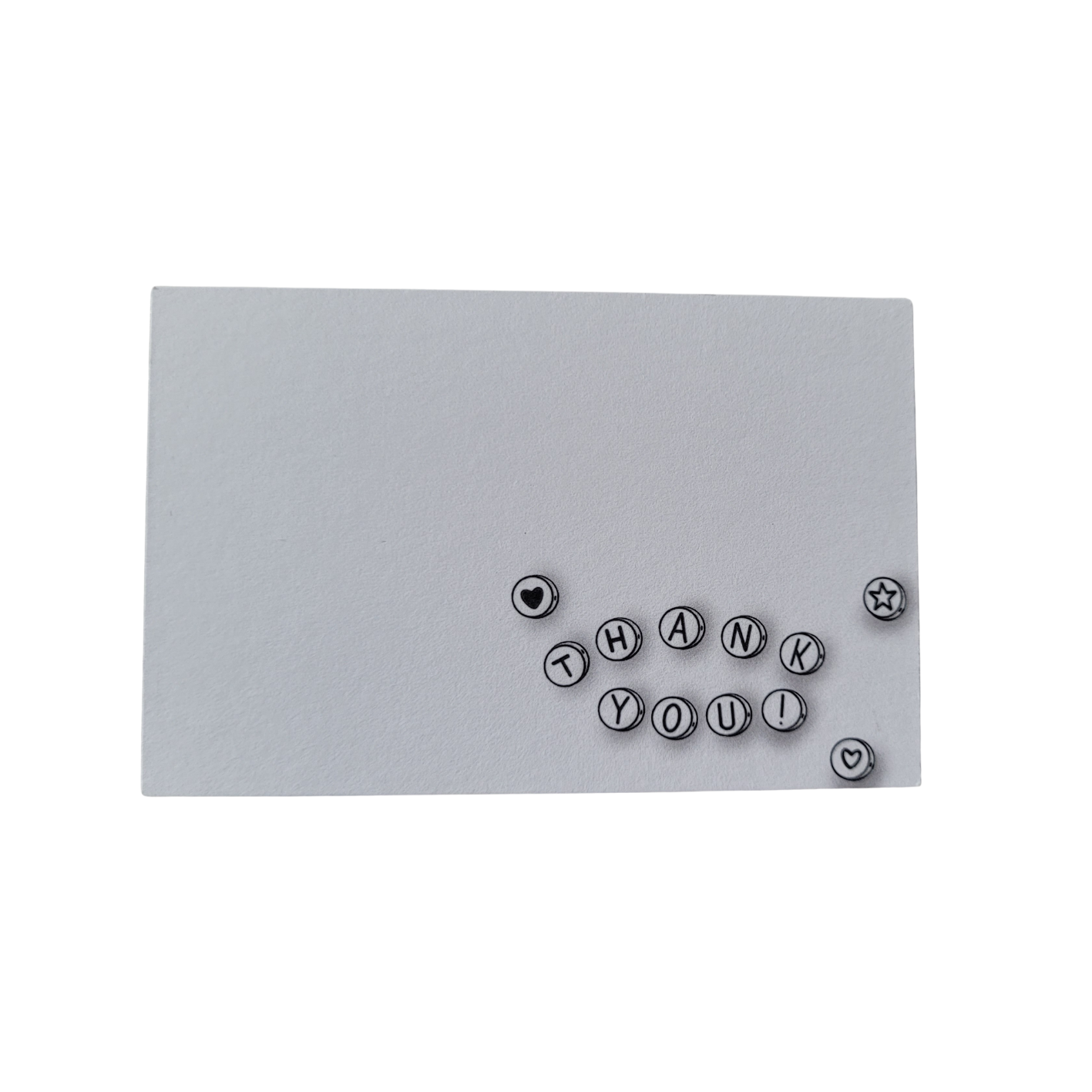 Mini kaart / label - thank you kralen zwart-wit