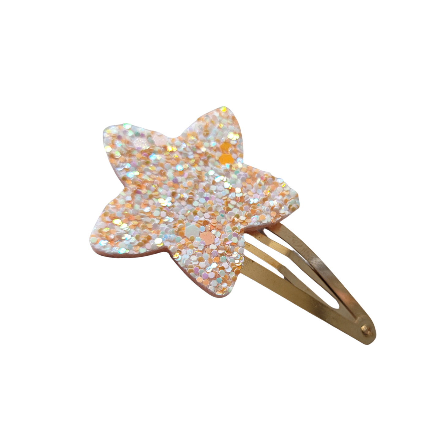 Haarclipje ster zalmroze glitter