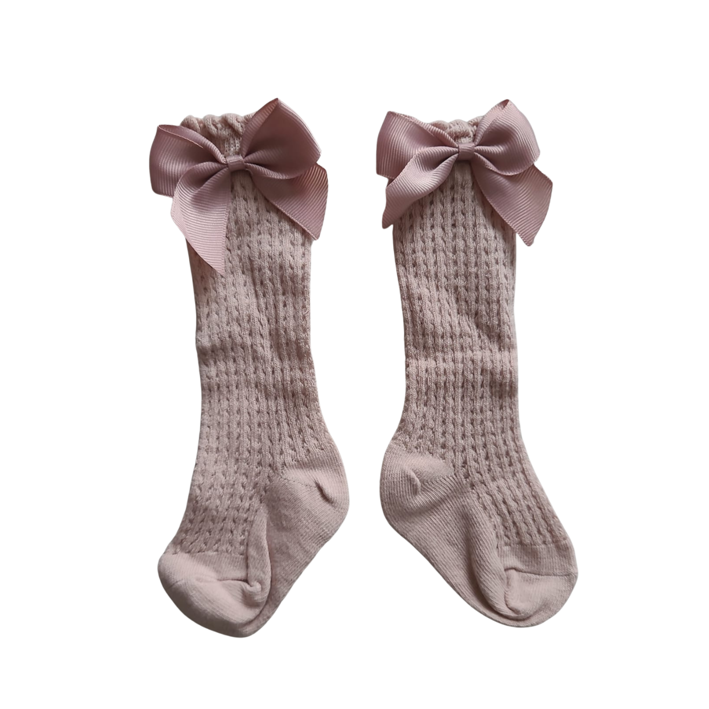 Sokjes roze met strik klein 0-6 maand