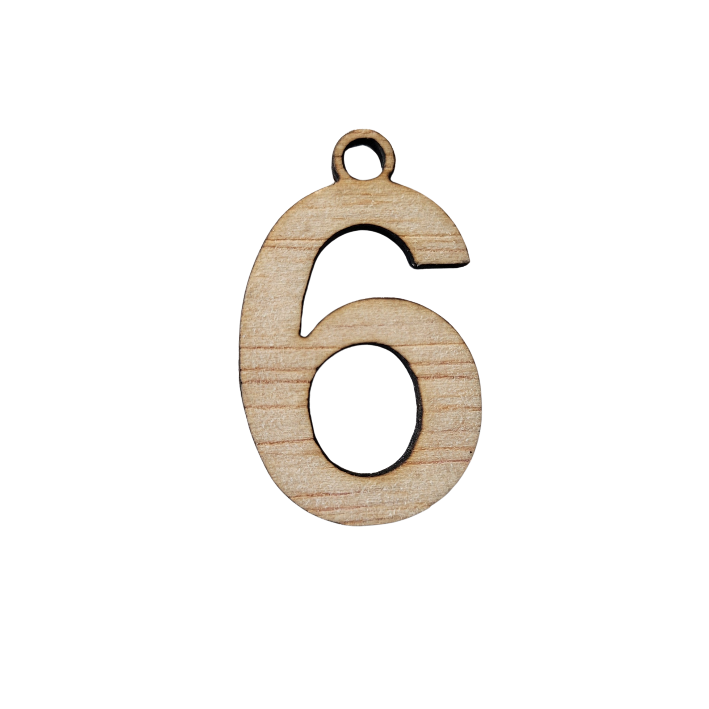 Houten cijfer hanger 6