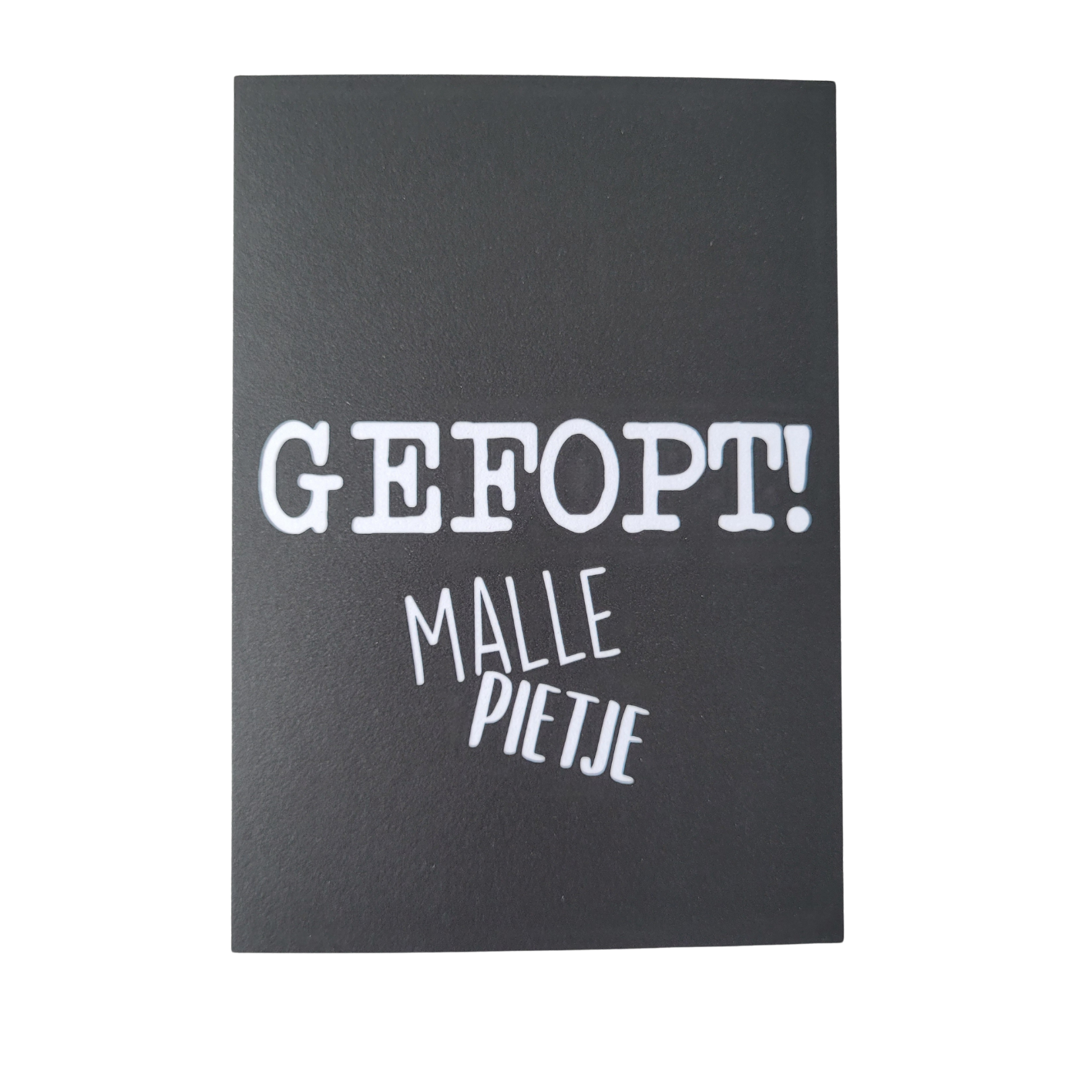Mini kaart / label Gefopt! Malle Pietje