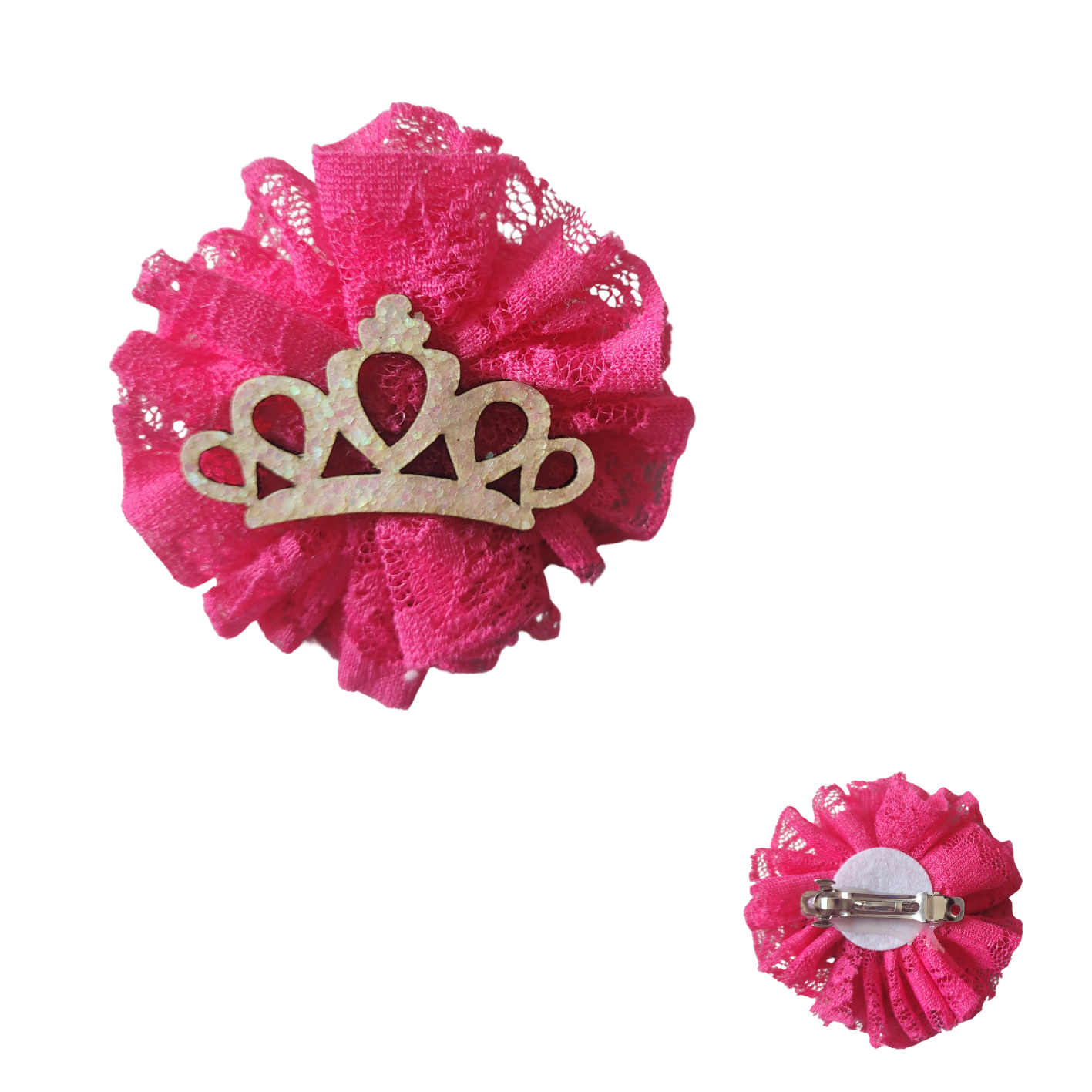 Haarklem met kroon roze