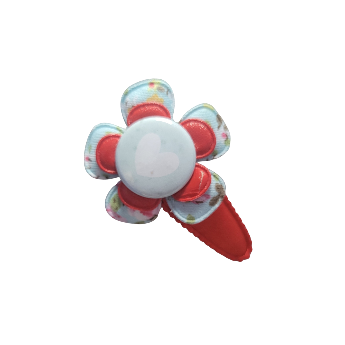Haarclipje bloem rood-blauw