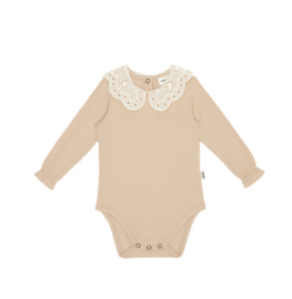 Crochet Collar Bodysuit - Oatmeal & Crochet