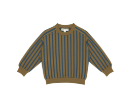 Sweatshirt - Khaki & Indigo Blue Stripes