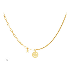 NECKLACE SMILEY & STAR - Gold