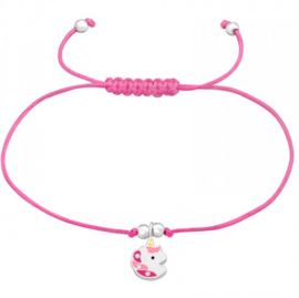 Armbandje Nylon met zilveren hanger - Unicorn head