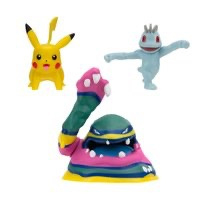 Boti Batte figure Set Machop, Pikachu, Alolan Muk, 3st.