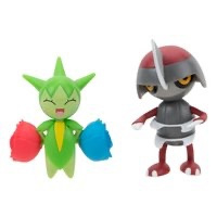 Jazwares Pokémon Battle Figure Pack Mini Figure 2-Pack Pawniard, Roselia 5 cm Action Figuur