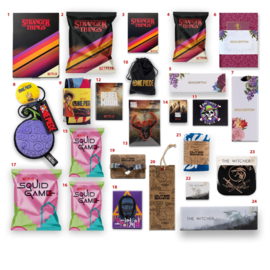 Official Netflix advent calendar with 24 items: One piece, stranger things,  Squid Game ect..