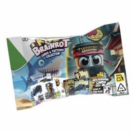 Italian Brainrot – Assorted About Letters + Tattoos (4 Holographic Cards + 4 Tattoos)