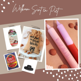 Welkom Sint en Piet Brievenbuscadeau Kaarsen beige