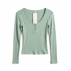Hunkemöller Rib Top Lange Mouwen Forest Green XS