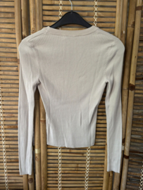 Zara Ribgebreide Top Beige – Maat S