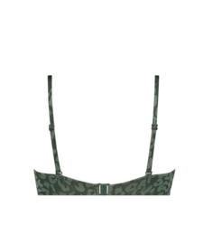 Hunkemöller Tonal Leo Push-Up Bikini Top Khaki