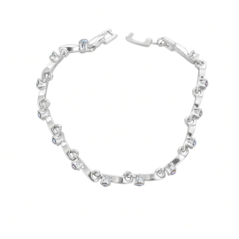 Zilverkleurige armband met strass steentjes 18 cm