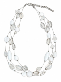 Witte transparante kralenketting 3-laags 53 cm nickel free