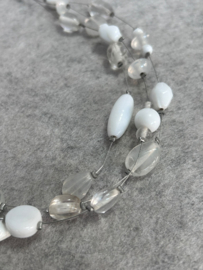 Witte transparante kralenketting 3-laags 53 cm nickel free